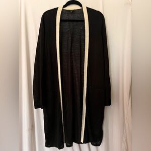 Talbots Black Cardigan with Cream Trim